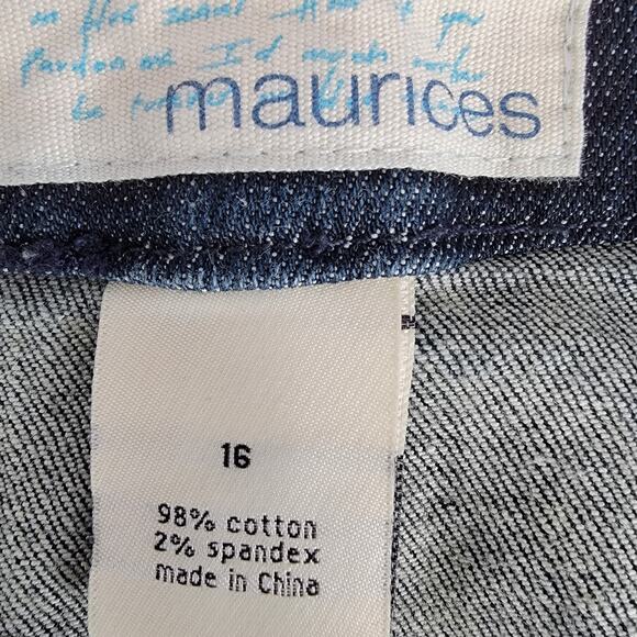 Maurices Denim Jean Mini Skirt Tulip Flare Dark Sz 16 Western Cowgirl Country - Picture 8 of 9